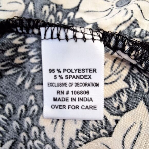 Emily Daniels Orange Black Floral Sequined Blouse Top Sz M - Picture 10 of 10